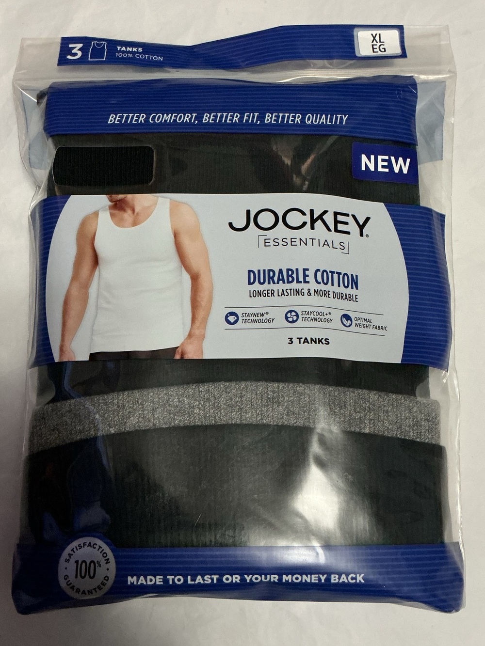 NEW Jockey Essentials A Shirt Tanks 3 pack XL